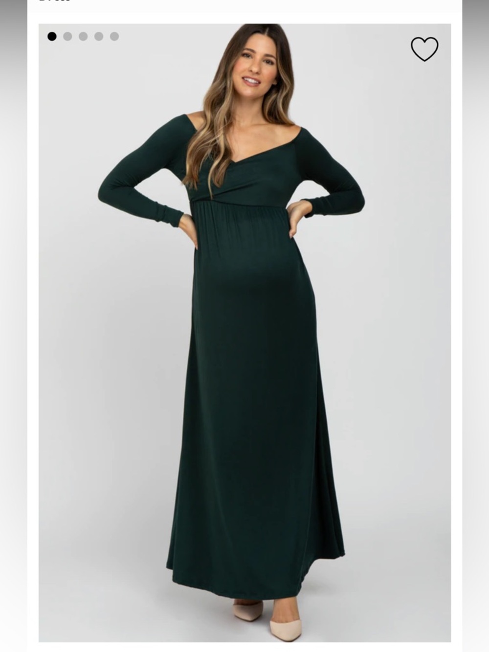 Pinkblush Maternity Long Sleeve Forest Green Maxi Dress